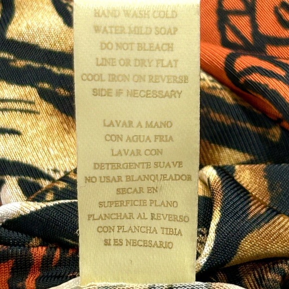 Caren Sport Dress Women's 3X Orange Black Brown Tan Halter Tie Neck Midi Print - Picture 15 of 16